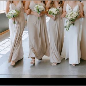 DAVID'S BRIDAL - jersey a-line bridesmaid dress with knot detail